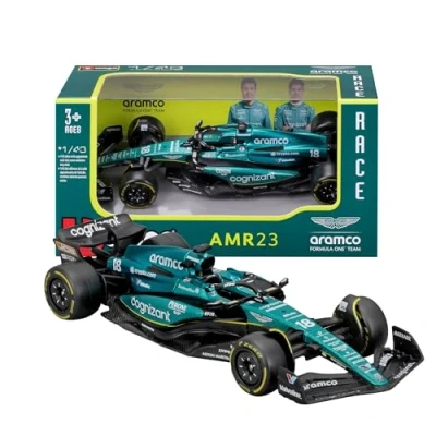 Abbildung von Bburago Aston Martin AMR23#18 Stroll Realistisches F1 Auto im Maßstab 1:43, Diecast Replica mit offizieller Lizenz, Empfohlenes Alter 3+ Jahre