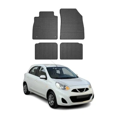 Abbildung von OMAC Gummi Fußmatten kompatibel mit Nissan Micra K14 2016 2024 Automatten Schwarz 4X