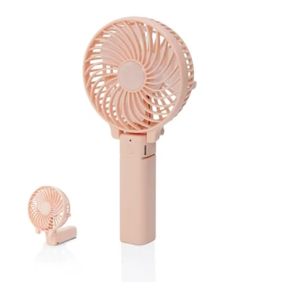 Abbildung von Jsdoin Handventilator, USB wiederaufladbarer tragbarer Handventilator mit 3 Geschwindigkeiten, Mini faltbarer Tischventilator, Desktop Kühlung, leise Ventilatoren für drinnen, Camp (Rosa)