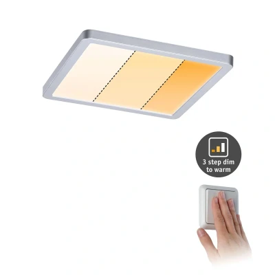 Abbildung von Paulmann 93100 LED Panel Einbaupanel Areo IP44 175x175m 3 Step Dim eckig incl. 1x13 W dimmbar Warmweiß Chrom matt Kunststoff Deckenleuchte 2000 K