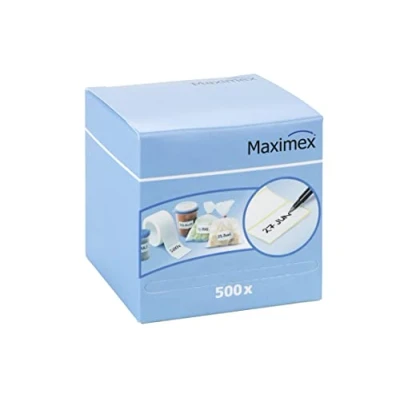 Abbildung von Maximex Haftetiketten 500 Stück, inklusive Etikettenspender, Maße Etiketten je 6 x 3 cm