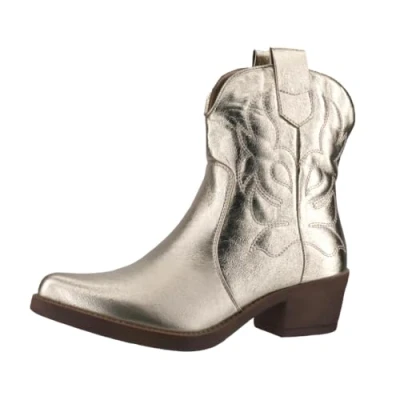 Abbildung von Elara Cowboy/Bikerstiefelette, Damen, Größe: 41, Goldfarben Schuhe