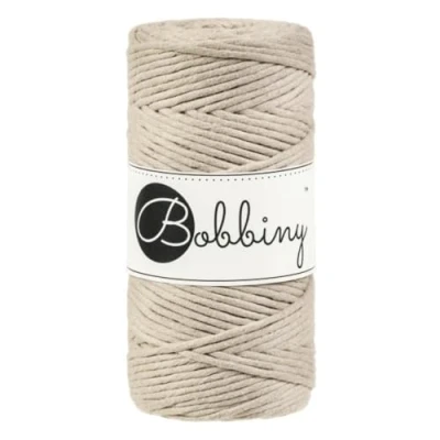 Abbildung von Bobbiny Makramee Schnur, 3 mm, lagig, Beige, 100 m