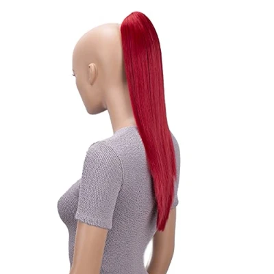Abbildung von CAISHA 50cm Clip on Zopf Haarteil Pferdeschwanz Haarverlängerung Kunsthaar Glatt Rot H99