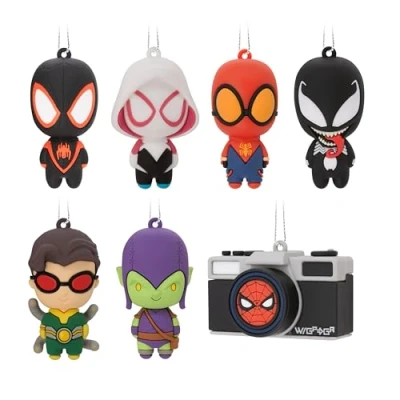 Abbildung von Hallmark Marvel Spider Man Mystery Weihnachtsschmuck, bruchsicher, 2 Stück