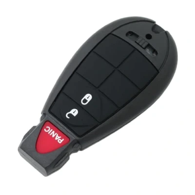 Abbildung von BROVACS Ersatz Schlüsselgehäuse + ungeschliffener Blanko Notfall Einsatzschlüssel, kompatibel mit Chrysler Dodge Jeep Volkswagen 3 Tasten Smart Keyless Entry Remote Key Case Fob 2 BTN Panic PG753A