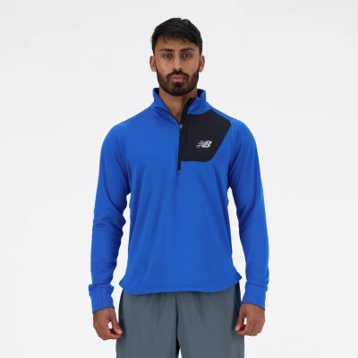 Abbildung von New Balance HEAT GRID HALF ZIP Langarmshirt, Herren, Größe: Medium, Blue
