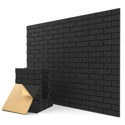 Abbildung von Akustikplatten Selbstklebend, Ziegelform, 12 Stück, Schallschutz Wand für Wanddekoration und Akustische Behandlung, Pinnwand, Gaming Deko, Akustikschaumstoff (30x30x0.9cm)