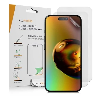 Abbildung von kwmobile 3X Folie matt kompatibel mit Apple iPhone 16 Displayschutzfolie Schutzfolie Displayschutz Displayfolie entspiegelt
