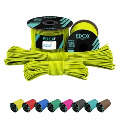 Abbildung von EdcX 2 mm Nylon Paracord 275 (15, 30, 50 and 100 m) 100% Rope, 3 Strand Cord, Cord in Many Colours (Sofit Yellow, 30