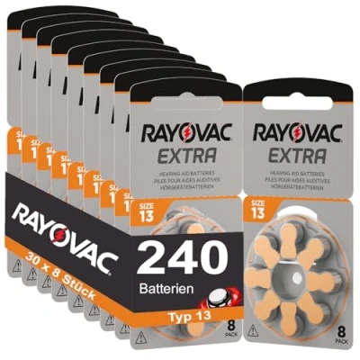 Abbildung von 240 Hörgerätebatterien Rayovac Extra Typ 13 25x8 Stück