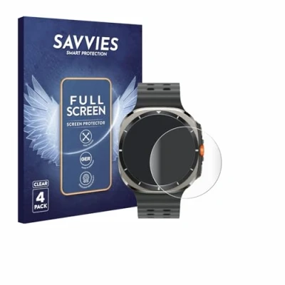 Abbildung von Savvies 4 Stück Full Screen Schutzfolie für Samsung Galaxy Watch Ultra (47 mm) Cover Displayschutz Folie [3D Curved, Transparent]