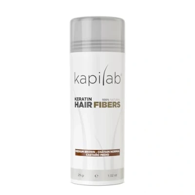 Abbildung von Kapilab Streuhaar Mittelbraun, Premium Haarpuder zur Haarverdichtung Haarfasern für Dünner Werdenes Haar Keratin Haarpulver Mehr Volumen Hair Fibers Männer und Frauen 25 gramm