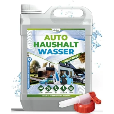 Abbildung von Qindoo Aqua Dest Destilliertes Wasser Auto Haushalt (5 Liter + Hahn)