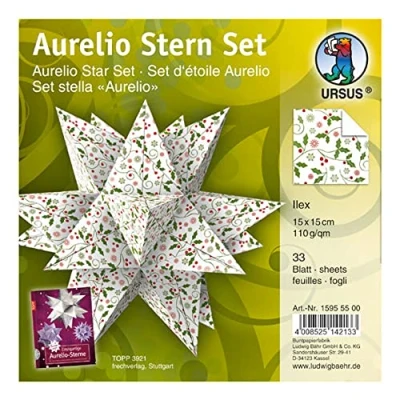 Abbildung von Ludwig Bähr Faltblätter Aurelio Stern Ilex110g/qm 15x15cm weiß/rot/grü