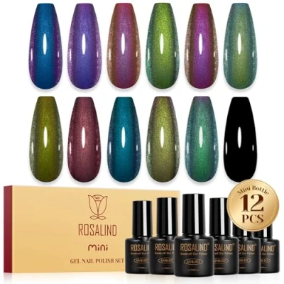 Abbildung von ROSALIND UV Nagellack Chamäleon,12 Farben Blau Violett Gold Grün Chameleon Gel Set, Soak Off Mini Chamäleon Gelnägel für Nagel Design Nail Polish Maniküre Geschenk