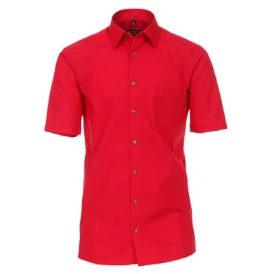 Abbildung von CASAMODA Comfort Fit Hemd Halbarm New Kent Kragen Popeline mittelrot Gr. 48