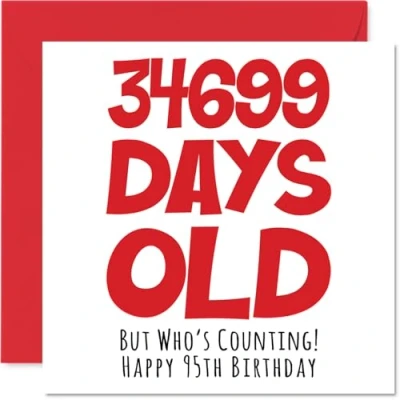Abbildung von Stuff4 Geburtstagskarte zum 95. Geburtstag für Männer und Frauen 34699 Tage alt lustige Großmutter, Großvater, Oma, Mama, Papa, 145 mm x