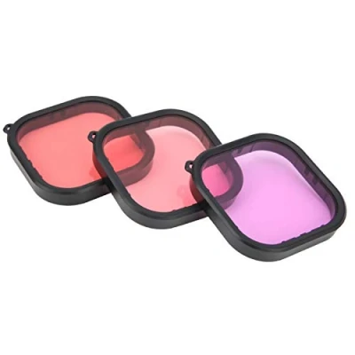 Abbildung von 3 in 1 Schnorchel Tauchfilter, Rot/Magenta/Lila Action Kamera Objektiv Filter, verbessert Farben Filter für verschiedene Unterwasser Video und Fotografie Bedingungen