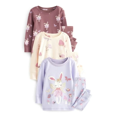 Abbildung von Next 3 PACK Set Standard Nachtwäsche für Kinder, Größe: 86, Purple white bunny