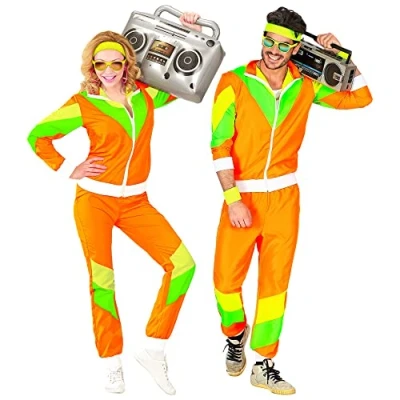 Abbildung von W WIDMANN MILANO Party Fashion Kostüm Trainingsanzug, Orange, 80er Jahre Outfit, Jogginganzug, Bad Taste Faschingskostüme