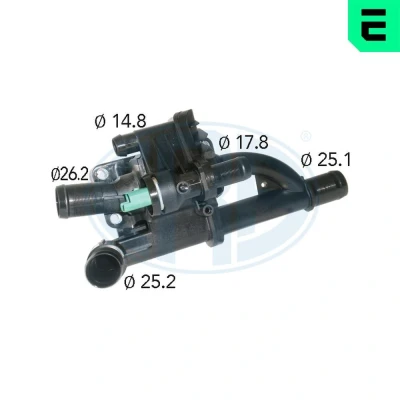 Abbildung von ERA 350402A Kühlwasserthermostat 83 mit Dichtung Sensor Kunststoff Gehäuse FORD: FIESTA 6, 5, FOCUS 3 Turnier, PEUGEOT: Expert II Tepee