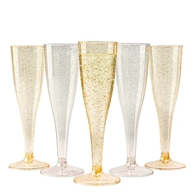 Abbildung von MATANA 120 Premium Sektgläser Plastik mit Silber &amp; Goldglitter, 133ml Kunststoff, Sektflöten, Champagner Gläser, Cocktailgläser, Weingläser für Hochzeiten, Partys Stabil Mehrweg