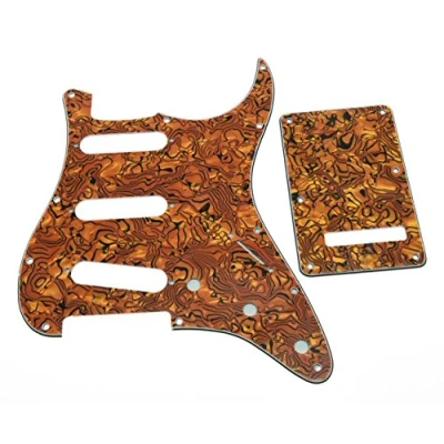 Abbildung von KAISH Schlagbrett im ST/Stratocaster Stil, 11 Löcher, SSS Pickguard mit ST Rückplatte, Tremolo Abdeckung für USA/Mexiko Stratocaster/Strat Tiger Stripe