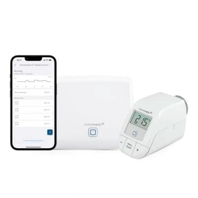 Abbildung von Homematic IP Smart Home Starter Set Mini Heizen Basic, Digitale Steuerung Heizung mit App, Alexa, Google Assistant, einfache Installation, Energie sparen, Thermostat, Heizungsthermostat, 158095A1