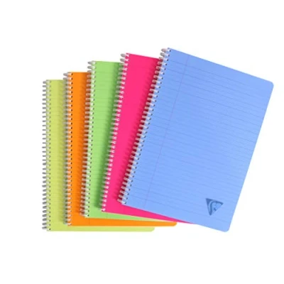 Abbildung von Clairefontaine 328145C Linicolor Fresh Collection A Spiralnotizbuch A4 21 x 29,7 cm 100 linierte Seiten mit Rand weißes Papier 90 g transparenter Polypro Einband zufällige Farbe, 1 Einheit