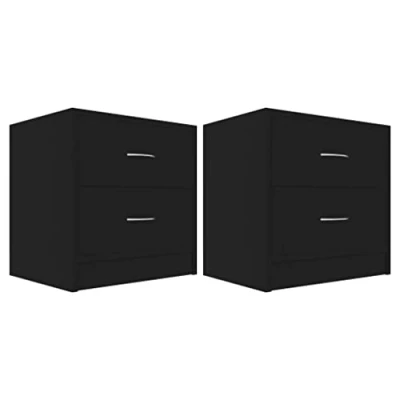 Abbildung von vidaXL Nachttisch 2 STK., Nachtschrank mit Stauraum, Nachtkommode für Schlafzimmer, Nachtkonsole Beistelltisch, Schwarz Holzwerkstoff Metall