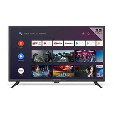 Abbildung von SCHNEIDER Fernseher 32 Zoll Smart TV (80cm) mit Android TV, WLAN, HD, HDMI, USB, Dolby Audio, Single Tuner DVB T2, Netflix und Youtube, schwarz
