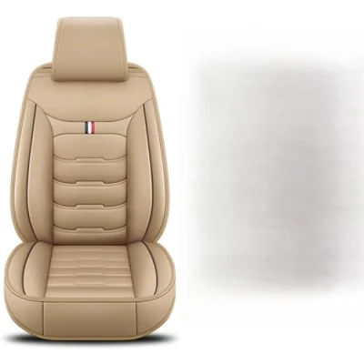 Abbildung von Eunncu Autositzbezüge komplettes Set Universal in Stylish Design Schonbezüge für Vordersitze und Rückbank Auto Sitzbezüge Airbag Kompatibel Premium Wasserdicht Sitzbezug, Beige