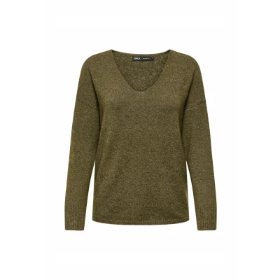 Abbildung von ONLY Damen Strickpullover V Ausschnitt Sweater Onlrica Life L/S Neck Pullo KNT Noos 15224360 ,Beech ,XL