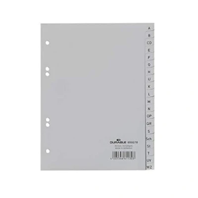 Abbildung von Durable Register mit geprägten Taben A Z, für DIN A5, 20 teilig, Stück, grau, 655010