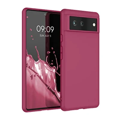 Abbildung von kwmobile Hülle kompatibel mit Google Pixel 6 weiches TPU Silikon Case Cover geeignet für kabelloses Laden Fuchsia
