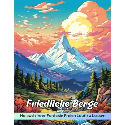 Abbildung von Friedliche Berge Malbuch: Malseite „Friedliche Berge“, Gelassenheit In Der Natur