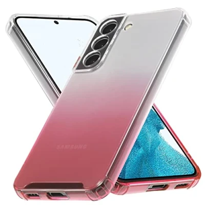 Abbildung von Verco Farbwechsel Hülle für Samsung Galaxy S21 FE, Schutzhülle Handy Cover Transparent mit Farbverlauf und Kameraschutz Slim Case, Rot