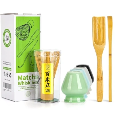 Abbildung von TEANAGOO Matcha Set MatchaBesen zubehör Whisk, 4 Stück traditionelles Besen Set, Schneebesen (Chasen) Löffel(Chashaku), MA 01 perfekte für die Zubereitung