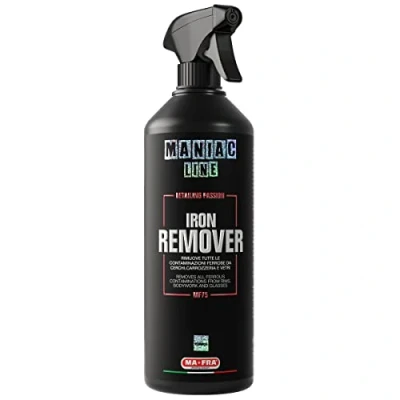 Abbildung von Ma fra Maniac Car Detailing Line, Iron Remover Chemical 2 in 1 Konzentrat, reinigt und dekontaminiert, entfernt alle eisenhaltigen Verschmutzungen von Felgen, Karosserie Glas, Format 1000 ml