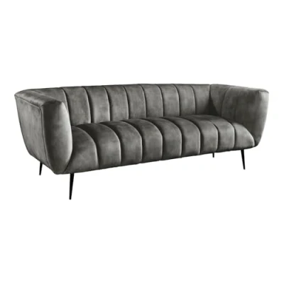 Abbildung von riess ambiente Sofa NOBLESSE 225cm grau / schwarz, Einzelartikel 1 Teile, Wohnzimmer · Samt Metall 3 Sitzer Federkern Retro Design