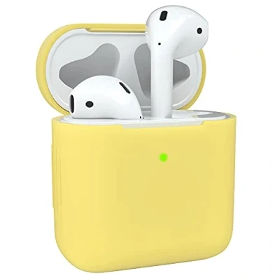 Abbildung von EAZY Case Schutzhülle für AirPods 1 &amp; 2 Hülle Gelb Silikon Stoßfest mit Deckel Schutz Antikratz Etui Cover rutschfeste Silikonhülle Airpod Pro 1. / 2. Generation Silikoncase in