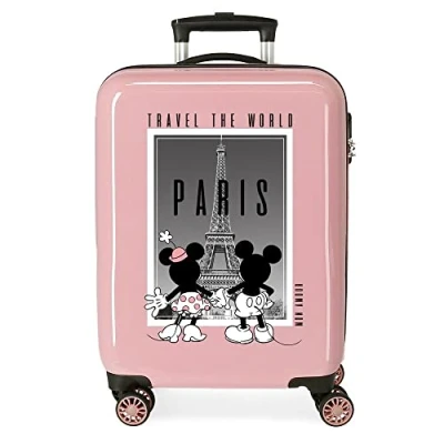 Abbildung von Disney Mickey und Minnie Travel the World Paris Nude Kabinenkoffer 38x55x20 cm Starres ABS Seitliches Zahlenschloss 34L 2 kg 4 Doppelrollen Handgepäck