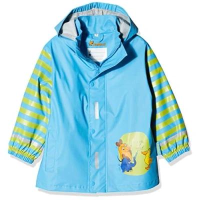 Abbildung von Playshoes Regenjacke Unisex Kinder Wind und wasserdicht Regenmantel Regenbekleidung, blau Die Maus, 128
