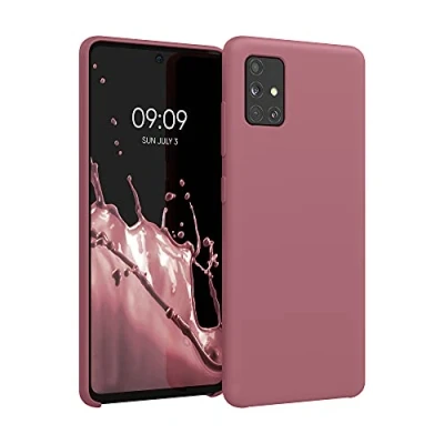 Abbildung von kwmobile Hülle kompatibel mit Samsung Galaxy A51 Silikon Handy Case Handyhülle weiche Oberfläche kabelloses Laden Dark Rose
