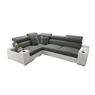 Abbildung von All4All Ecksofa mit Schlaffunktion Plato 282x205 cm Sofa Bettkasten Schlafsofa L Form Eckcouch für 4 Personen Wohnzimmer Seite Links Grau 26