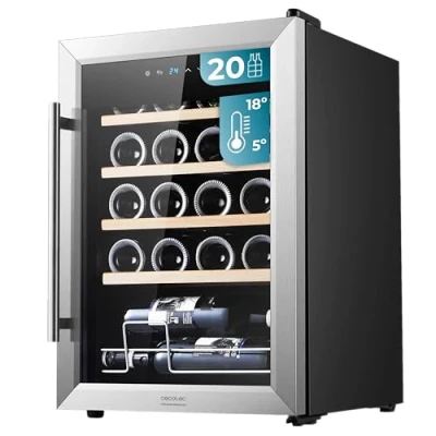 Abbildung von Cecotec Getränkekühlschrank 24 Flaschen Bolero GrandSommelier 2050 Inox Compressor. Einstellbare Temperatur von 5 18C, Hohe Leistung, Leiser Betrieb und vibrationsfrei