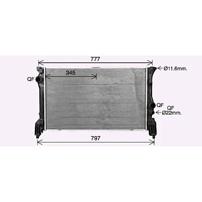 Abbildung von PRASCO MS2725 Kühler, Motorkühlung Aluminium 690 419 26 mit Schnellkupplungen Kühlrippen gelötet MERCEDES BENZ: Vito Kastenwagen, V Klasse