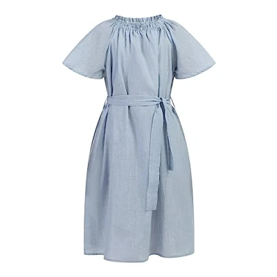 Abbildung von DreiMaster Mädchen Sommerkleid 32127498 DR020, HELLBLAUE DÜNNE Streifen, 122