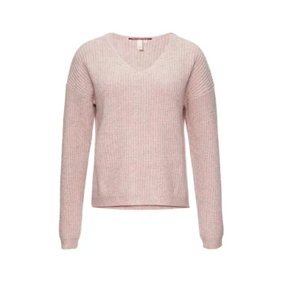 Abbildung von QS MIT ÜBERSCHNITTENEN Schultern IN Melange Optik Strickpullover, Damen, Größe: XL, Perlmuttrosa